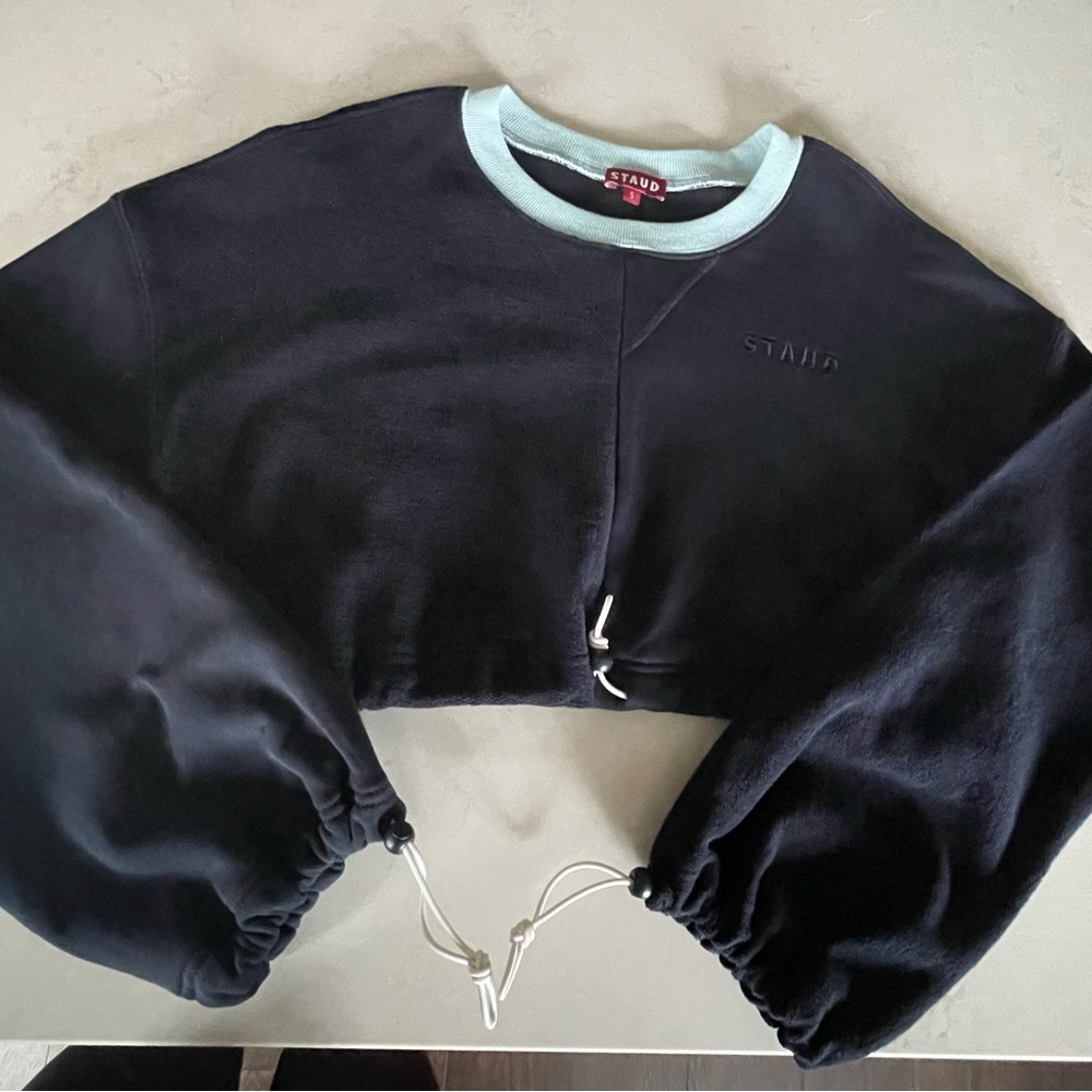 Staud Cropped crew neck with drawstrings